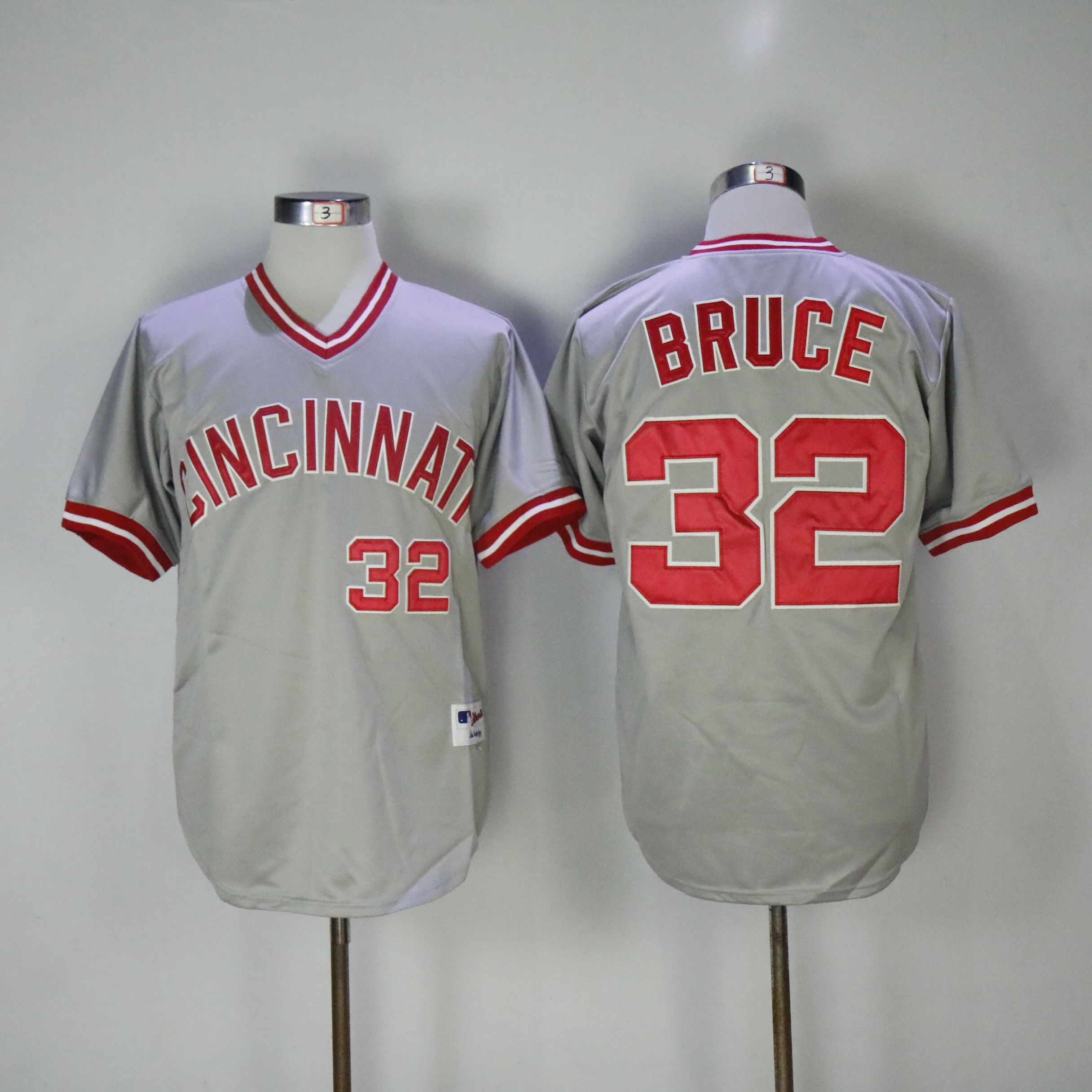 Men MLB Cincinnati Reds 32 Bruce grey jerseys